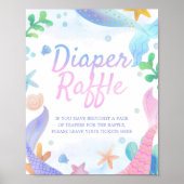 Windeln Raffle Mermaid Babydusche Schild (Vorne)