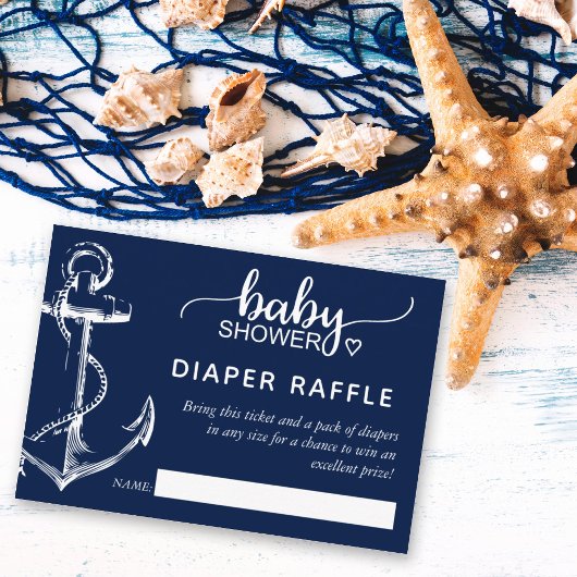 Windeln Raffle Nautical Anchor Kinderdusche Begleitkarte