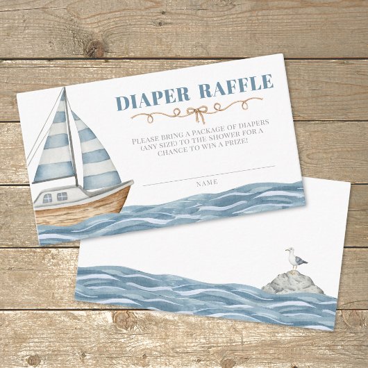 Windeln Raffle Nautical Baby Dusche Begleitkarte