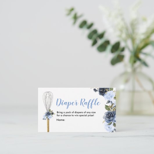 Windeln Raffle Navy Bloral bald weg zu flüstern Begleitkarte (Stehend Vorderseite)