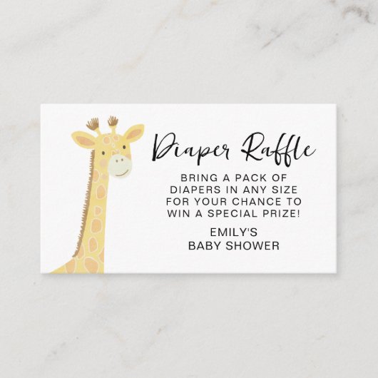 Windeln Raffle Niedlich Safari Tiere Kinderdusche Begleitkarte (Vorderseite)