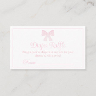 Windeln Raffle Pink Bow Preppy Baby Dusche Visitenkarte