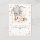 Windeln Raffle Pink Gold Floral Elephant Begleitkarte (Vorderseite)
