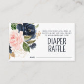 Windeln Raffle Pink Navy Blumenbaby Dusche Begleitkarte (Vorderseite)