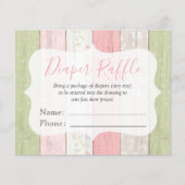 Windeln Raffle Pink & Sage Babydusche Eintrittskar Flyer (Vorne)