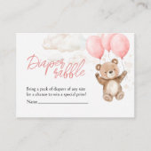 Windeln Raffle Pink Teddy Bear Babydusche Begleitkarte (Vorderseite)