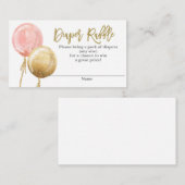 Windeln Raffle rosa Ballons Begleitkarte (Vorne/Hinten)