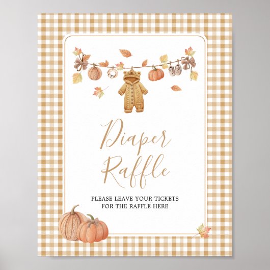 Windeln Raffle Rustic Pumpkin Fall Babydusche Poster (Vorne)