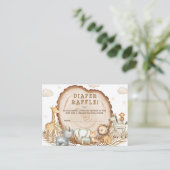 Windeln Raffle Safari Tiere Kinderdusche Rustikal Begleitkarte (Stehend Vorderseite)