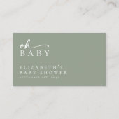 Windeln Raffle Sage Green Minimalistisch Baby Dusc Begleitkarte (Rückseite)