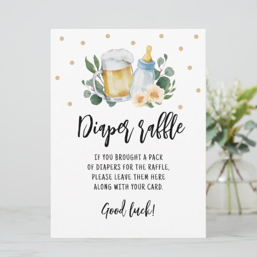 Windeln Raffle Schild Game Baby Braut Grünpflanzen Einladung (Stehend Vorderseite)