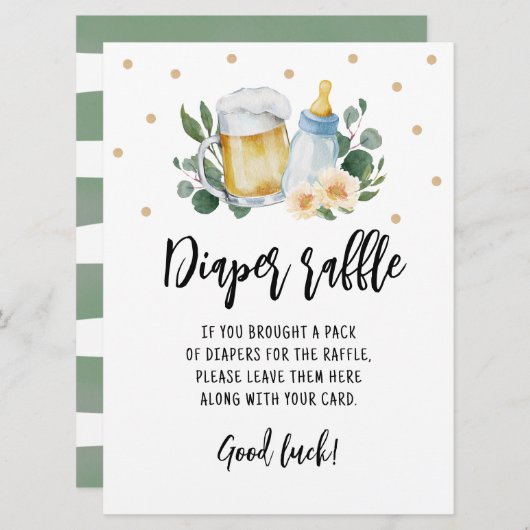 Windeln Raffle Schild Game Baby Braut Grünpflanzen Einladung (Vorne/Hinten)