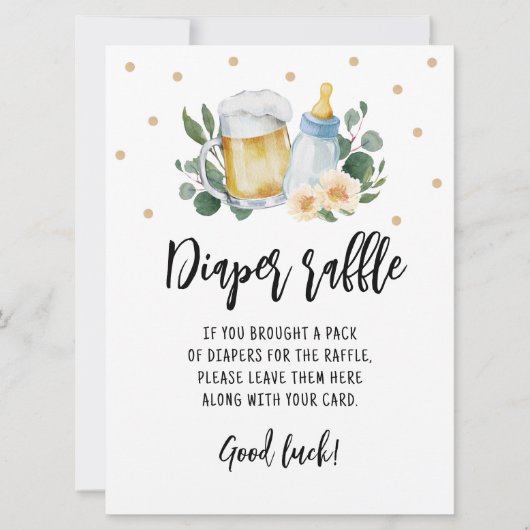 Windeln Raffle Schild Game Baby Braut Grünpflanzen Einladung (Vorderseite)