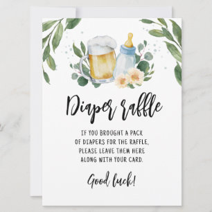 Windeln Raffle Schild Game Baby Braut Grünpflanzen Einladung