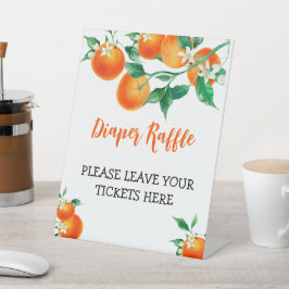 Windeln Raffle Schild Orange Babydusche