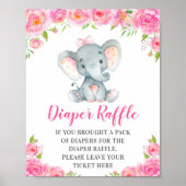 Windeln Raffle Schild Pink Elephant Baby Girl Dusc (Vorne)