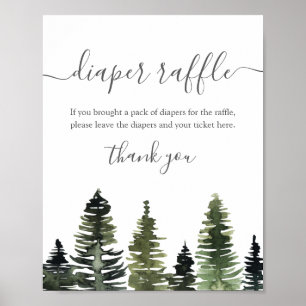 Windeln Raffle Schildkrötenbaum Woodland Babydusch Poster