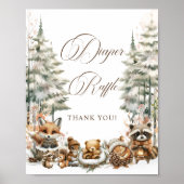 Windeln Raffle Sign Winter Wasserfarben Tiere Poster (Vorne)