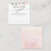 Windeln Raffle Soft Pink Floral Baby Dusche Quadratische Visitenkarte (Vorne/Hinten)