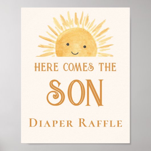 Windeln Raffle Sun Babyduschzeichen Poster (Vorne)