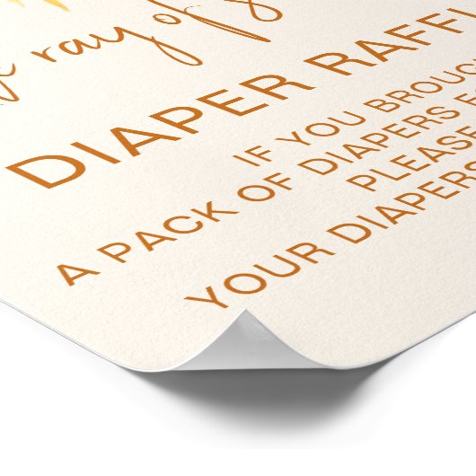 Windeln Raffle Sun-Themed Baby Dusche Schild (Ecke)