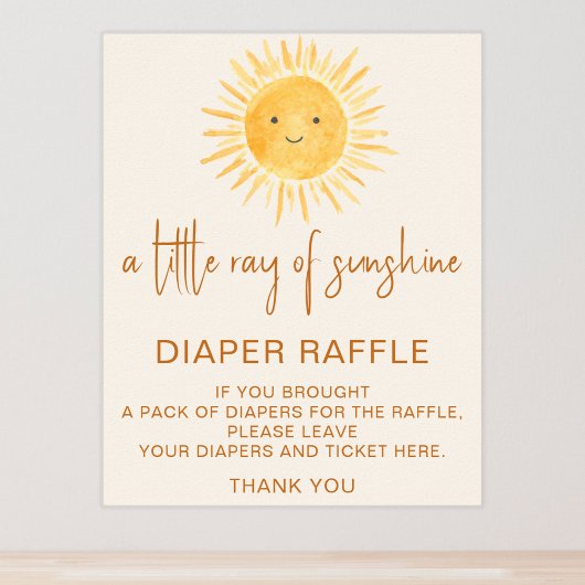 Windeln Raffle Sun-Themed Baby Dusche Schild