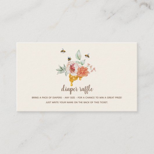 Windeln Raffle Sweet wie Honey Baby Dusche Begleitkarte (Vorderseite)
