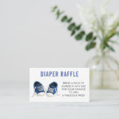 Windeln Raffle Ticket, Blue Sneakers Babydusche Begleitkarte (Stehend Vorderseite)