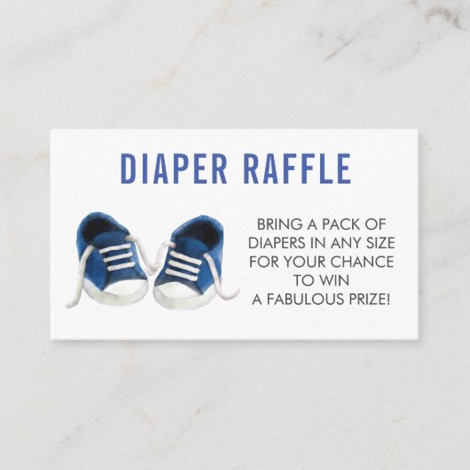 Windeln Raffle Ticket, Blue Sneakers Babydusche Begleitkarte (Vorderseite)