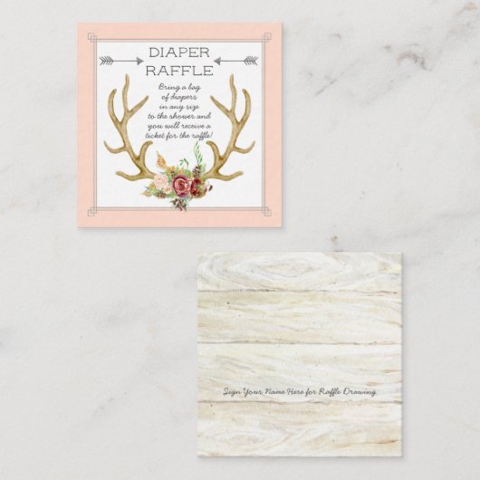 Windeln Raffle Ticket Boho Deer Antlers Blush Rose (Vorne/Hinten)