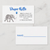 Windeln Raffle Ticket Elephant Babydusche, blau Begleitkarte (Vorne/Hinten)