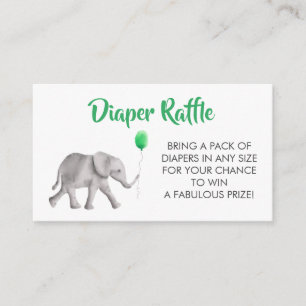 Windeln Raffle Ticket Elephant Babydusche, grün Begleitkarte
