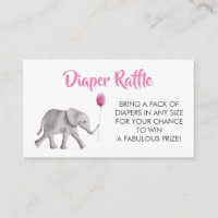 Windeln Raffle Ticket Elephant Babydusche, rosa