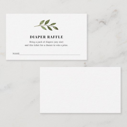 Windeln-Raffle-Ticket für Babydusche Begleitkarte (Vorne/Hinten)