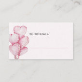 Windeln-Raffle-Ticket mit rosafarbenen Herzblasen Begleitkarte (Rückseite)