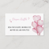 Windeln-Raffle-Ticket mit rosafarbenen Herzblasen Begleitkarte (Vorderseite)