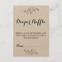 Windeln Raffle Ticket rustikale Kraft Baby Dusche