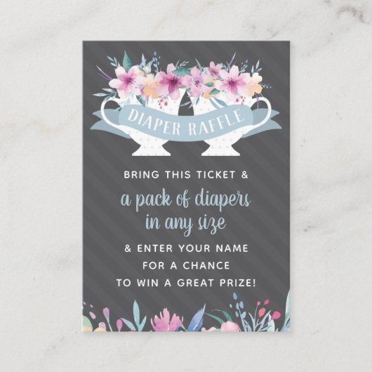 Windeln-Raffle-Ticket, Tee-Party-Kinderdusche Visitenkarte (Vorderseite)