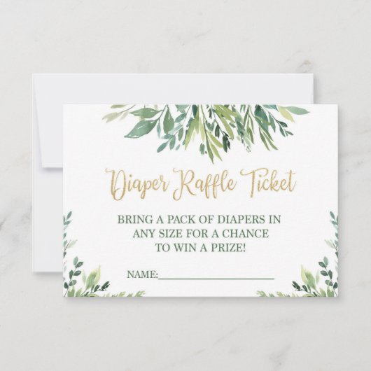 Windeln-Raffle-Ticketgrün - einfache grüne Blätter Einladung (Vorderseite)