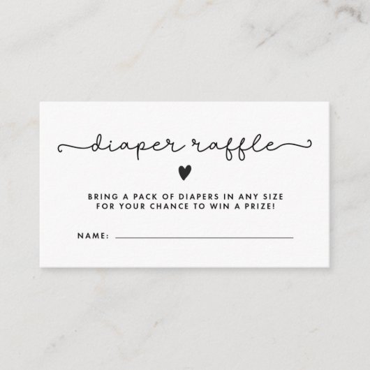 Windeln Raffle Tickets Kinderdusche Schwarz-weiß (Vorderseite)