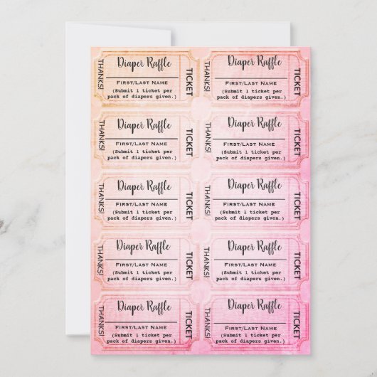 Windeln Raffle Tickets Niedlich Rainbow Baby Dusch Einladung (Vorderseite)
