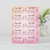 Windeln Raffle Tickets Niedlich Rainbow Baby Dusch Einladung (Stehend Vorderseite)