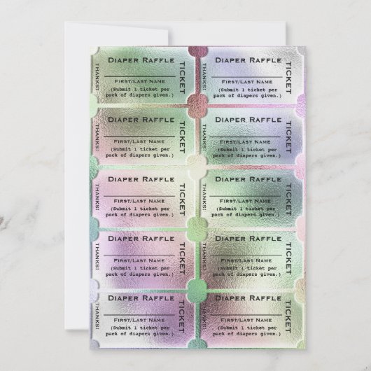 Windeln Raffle Tickets Niedlich Rainbow Baby Dusch Einladung (Vorderseite)
