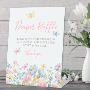 Windeln Raffle Wildblume Kinderdusche Sockelschild