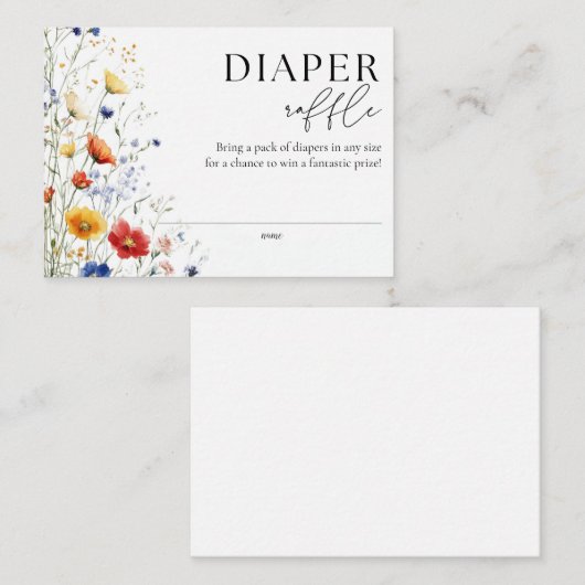 Windeln Raffle Wildblumen Kinderdusche Begleitkarte (Vorne/Hinten)