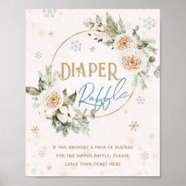 Windeln Raffle Winter Wonderland Baby Shower Nappy Poster