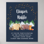 Windeln Raffle Woodland Animals Night Baby Dusche Poster (Vorne)