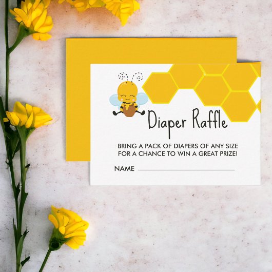 Windeln Raffle Yellow Black Bee Baby Dusche Begleitkarte