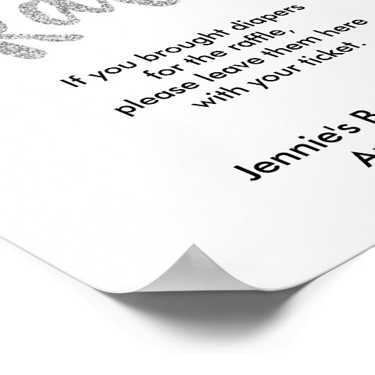 Windeln Silver Glitzer Babydusche Poster (Ecke)