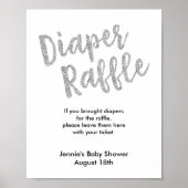 Windeln Silver Glitzer Babydusche Poster (Vorne)